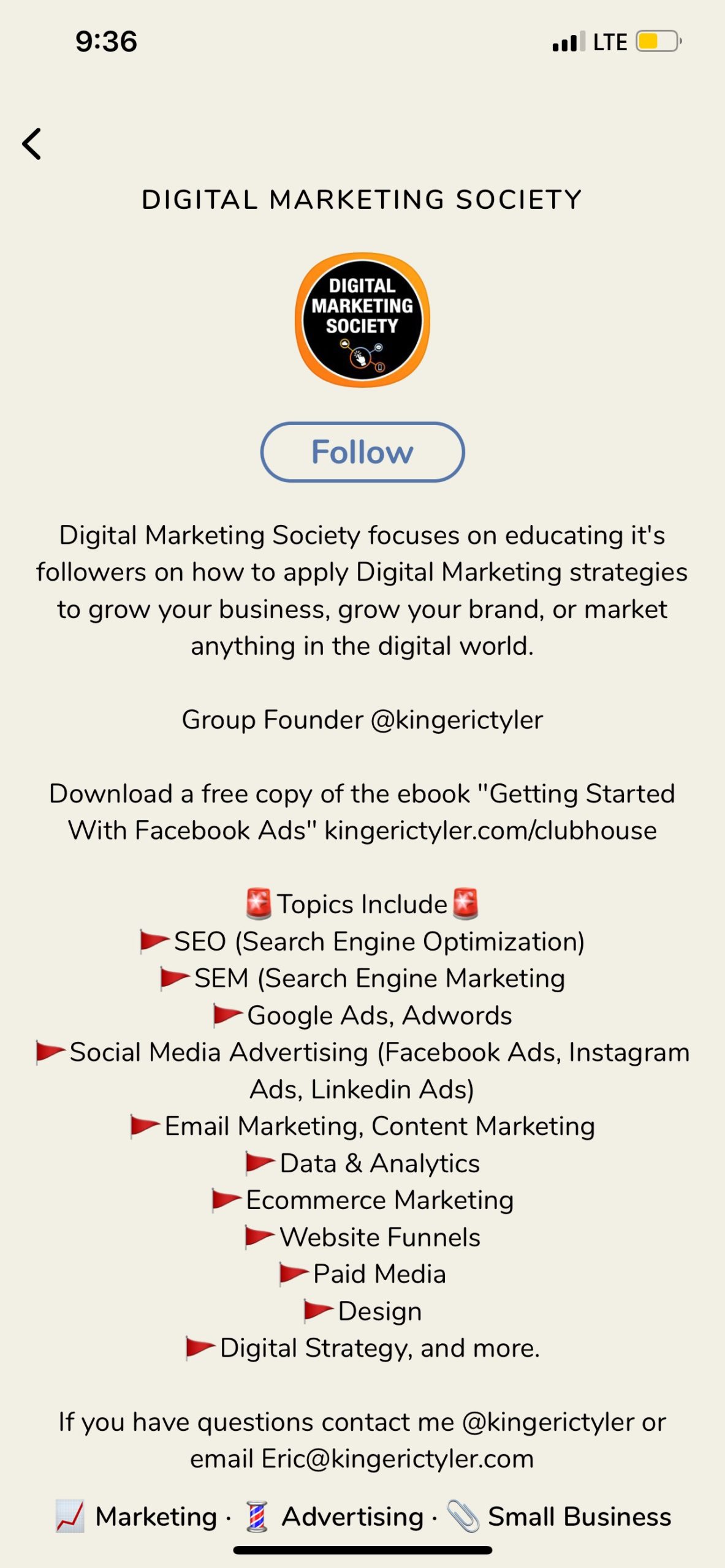 Digital Marketing Society Club on the Clubhouse App