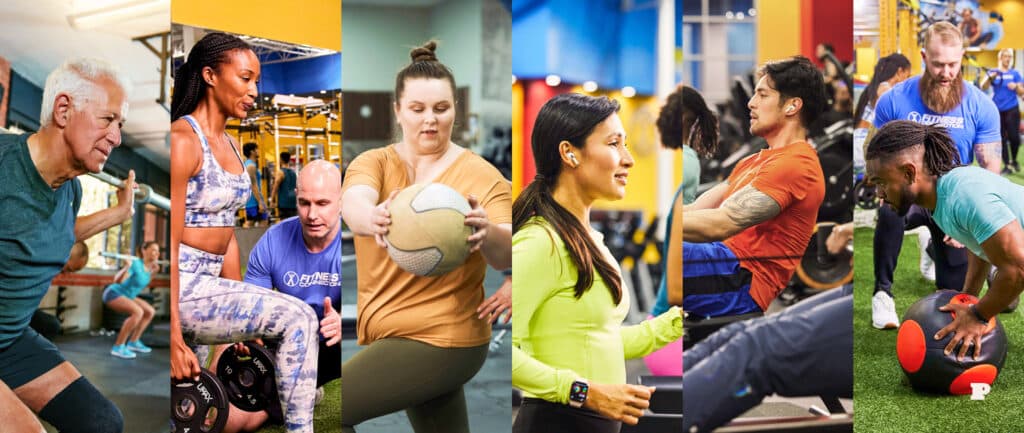 Montage of various people working out at Fitness Connection