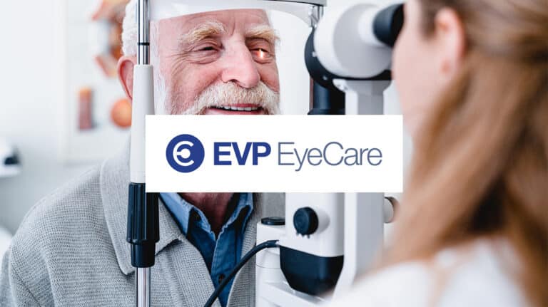 Male senior getting his eyes examined by an opthamologist